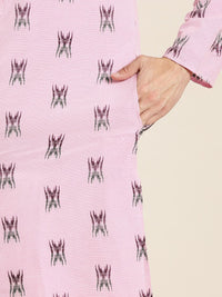 SOJANYA Men Pink & Black Printed Kurta
