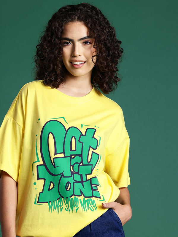 DressBerry Graphic Printed Drop-Shoulder Sleeve T-shirt