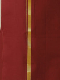 Ramraj Men Cotton Maroon Solid Devotional Gold Jari Sempadan Lapisan Tunggal Dhoti