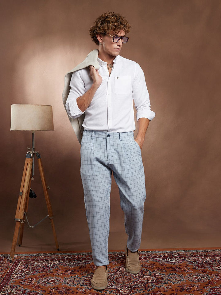 Campus Sutra Open-Weave Self Design Comfort Regular Fit Casual Shirt