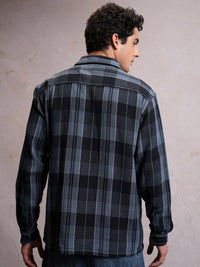 LOCOMOTIVE Mock Lino Dobby Textured Checked Utility Pocket Overshirt