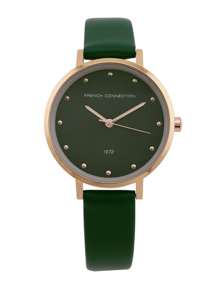 Sambungan Perancis Wanita Bulat Kulit Analog Watch FCN00080A