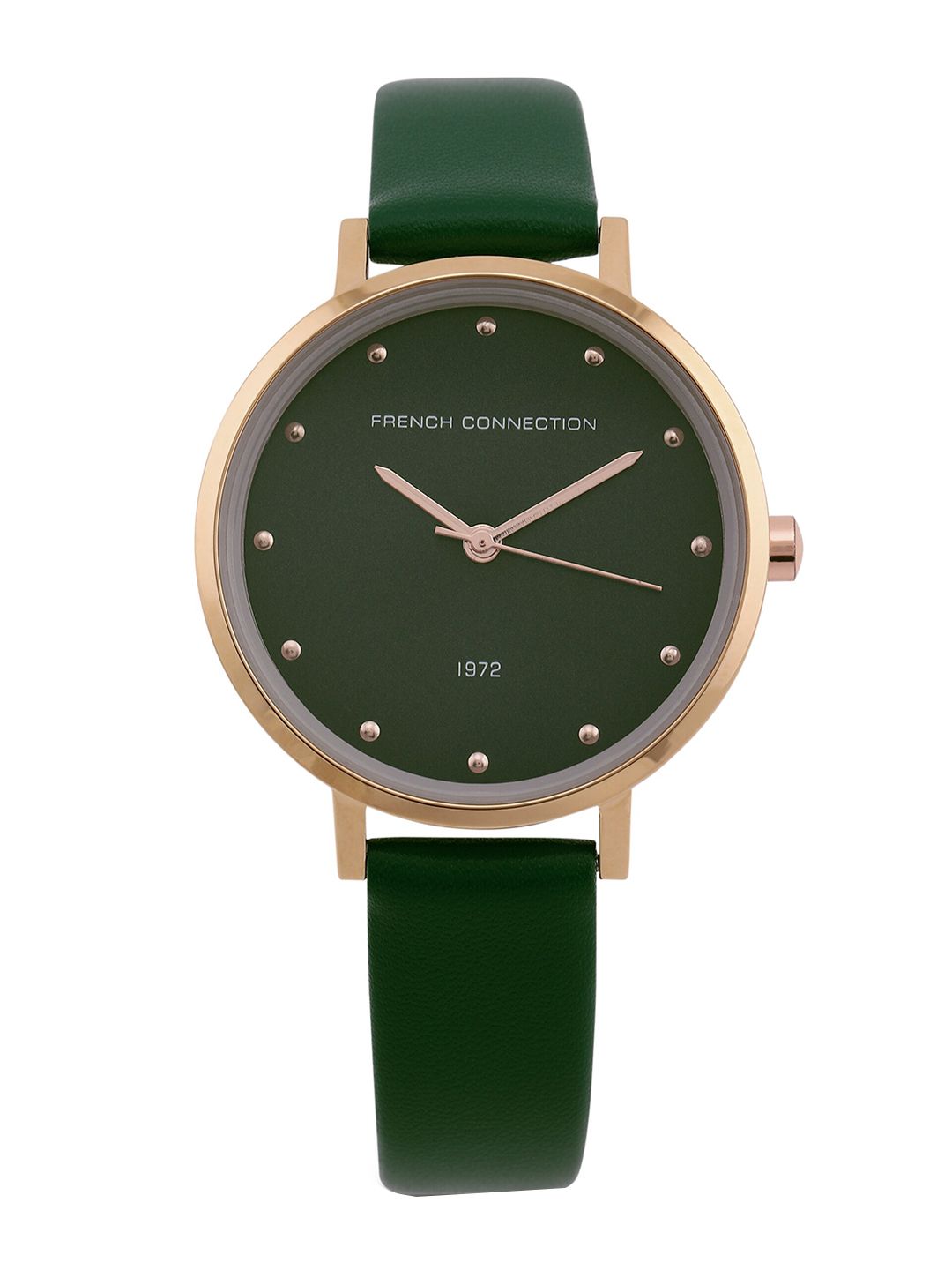 Sambungan Perancis Wanita Bulat Kulit Analog Watch FCN00080A
