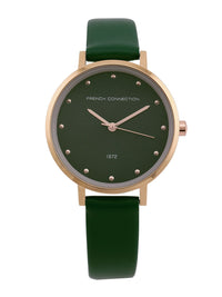 Sambungan Perancis Wanita Bulat Kulit Analog Watch FCN00080A