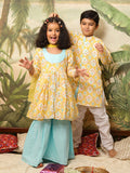 VASTRAMAY Girls Ethnic Motifs Printed Gotta Patti Cotton Kurti With Sharara & Dupatta
