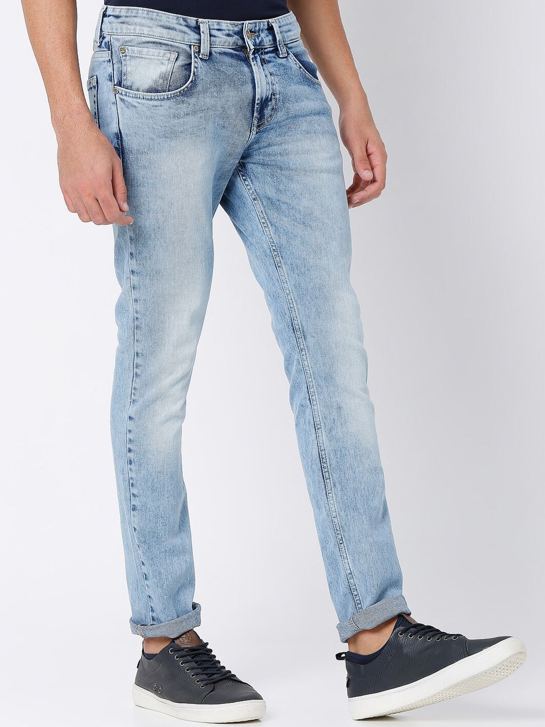 SPYKAR Men Blue Slim Fit Low-Rise Heavy Fade Jeans