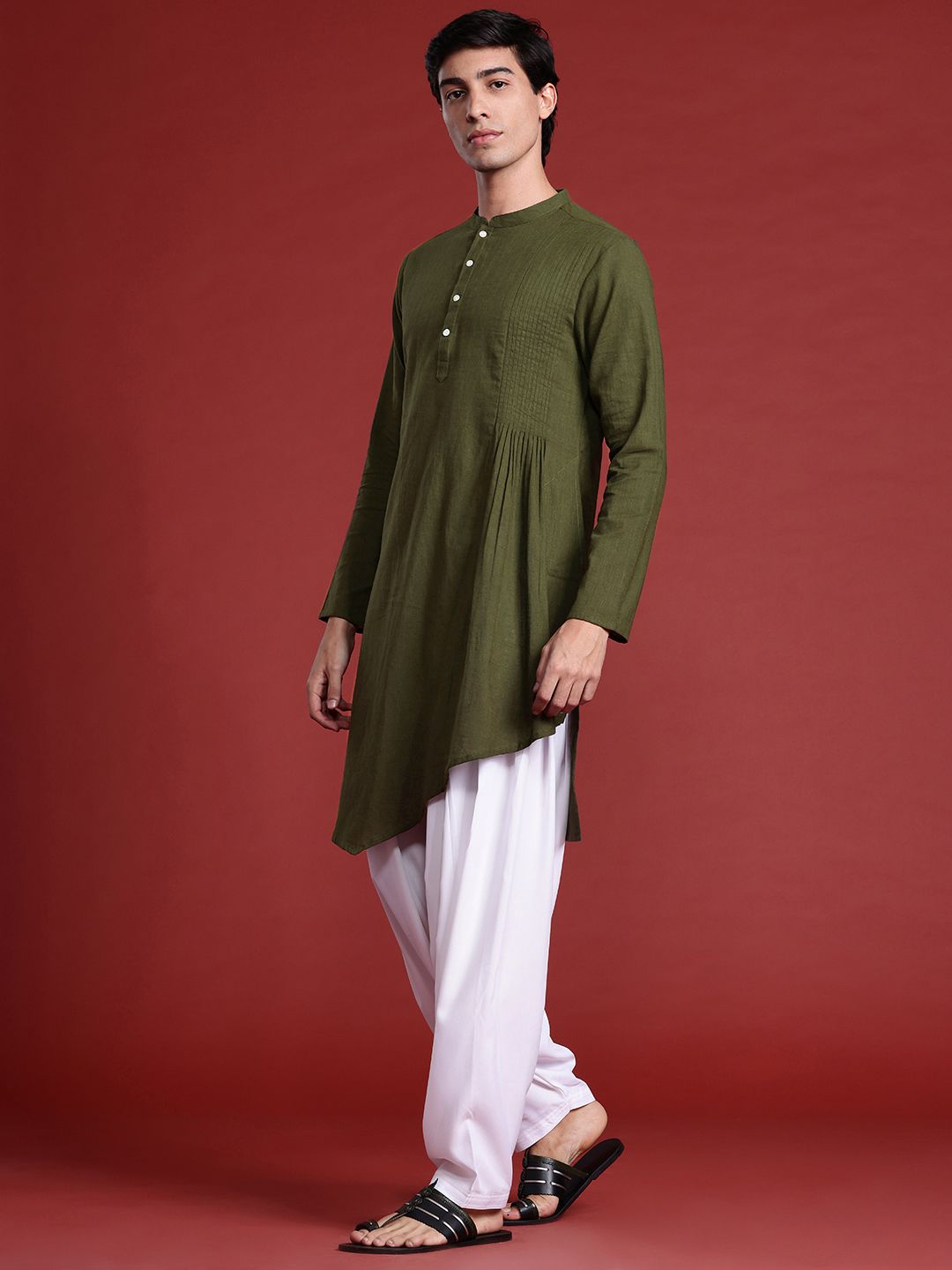 Anouk Tyohaar Collection Pure Cotton Pleated Asymmetric Kurta