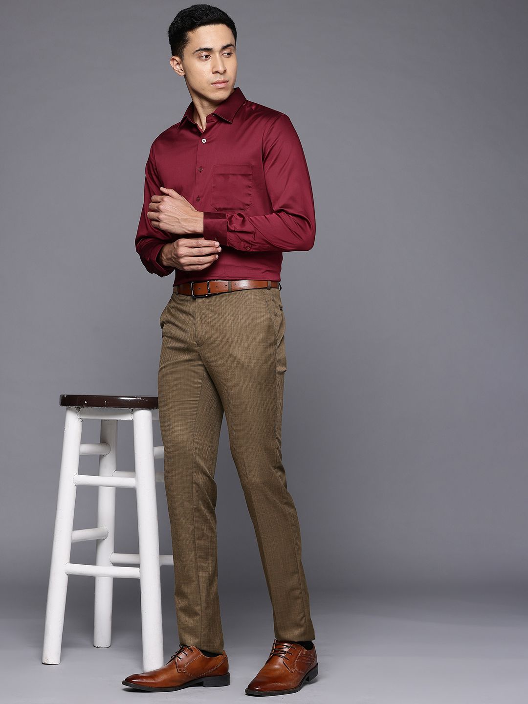 Raymond Men Slim Fit Textured Trousers