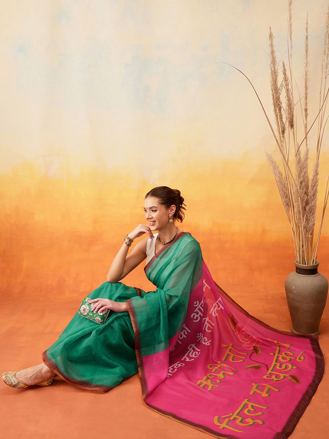 Silk Land Kalamkari Printed Chanderi Ready to Wear Saree