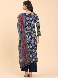 Mamicha Wanita Bercetak Kurta Kapas Tulen Biasa dengan Palazzos & Dengan Dupatta
