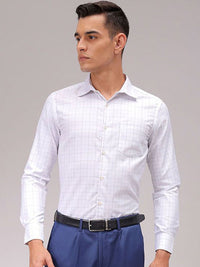 The Indian Garage Co. X Luxe Men Cutaway Collar Checked Slim Fit Formal Shirt