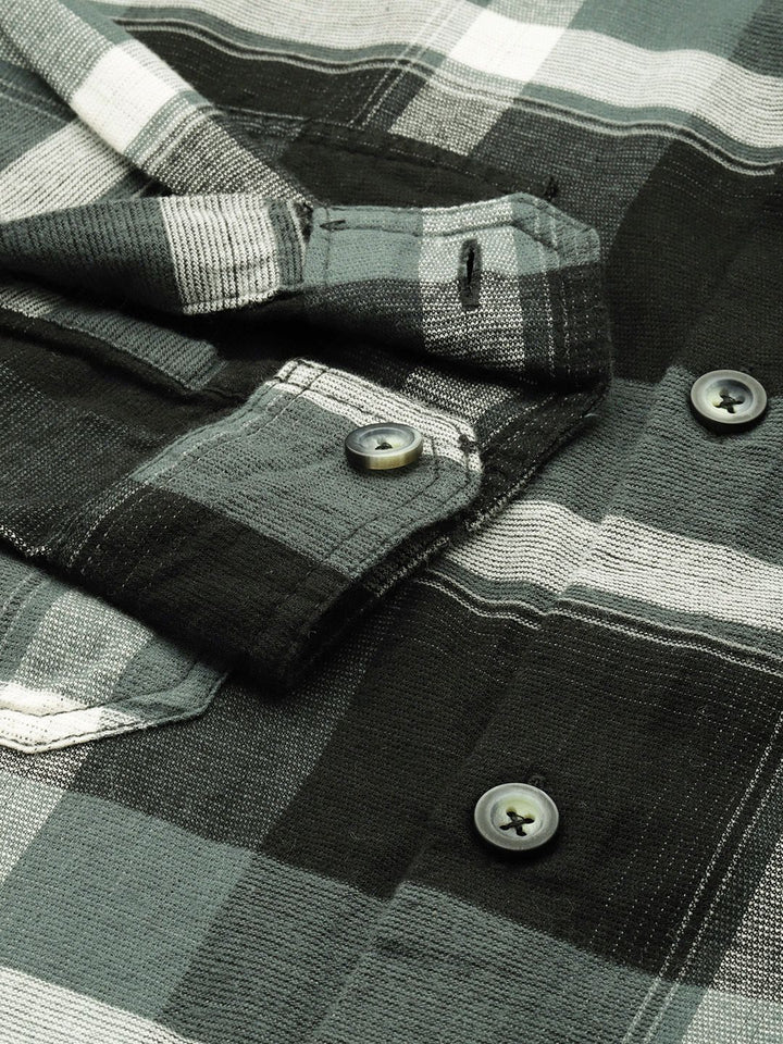 The Indian Garage Co Men Regular Fit Checkered Double Flap Casual Shirt