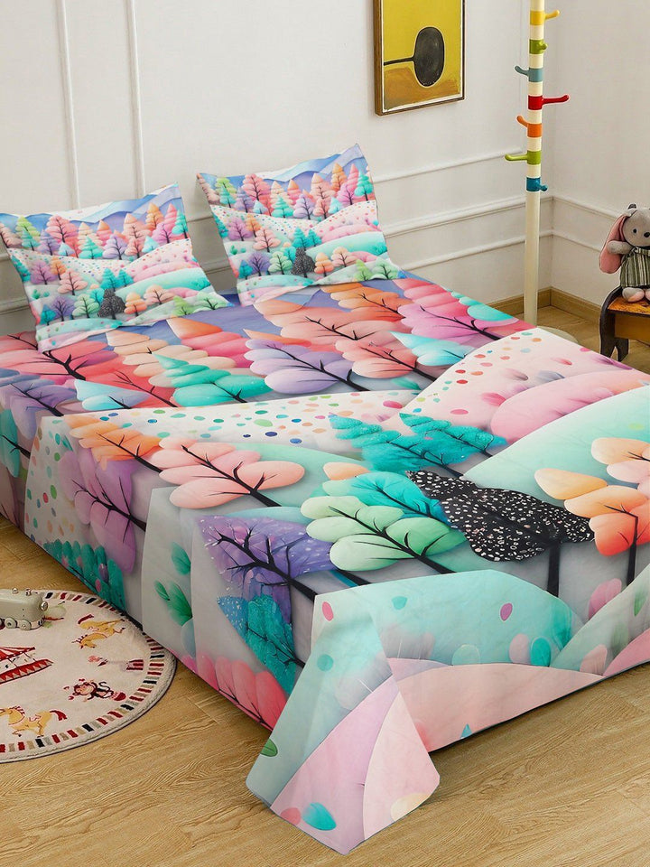 Myntra Elegant Homes Multicoloured Floral 300 TC King Bedsheet with 2 Pillow Covers