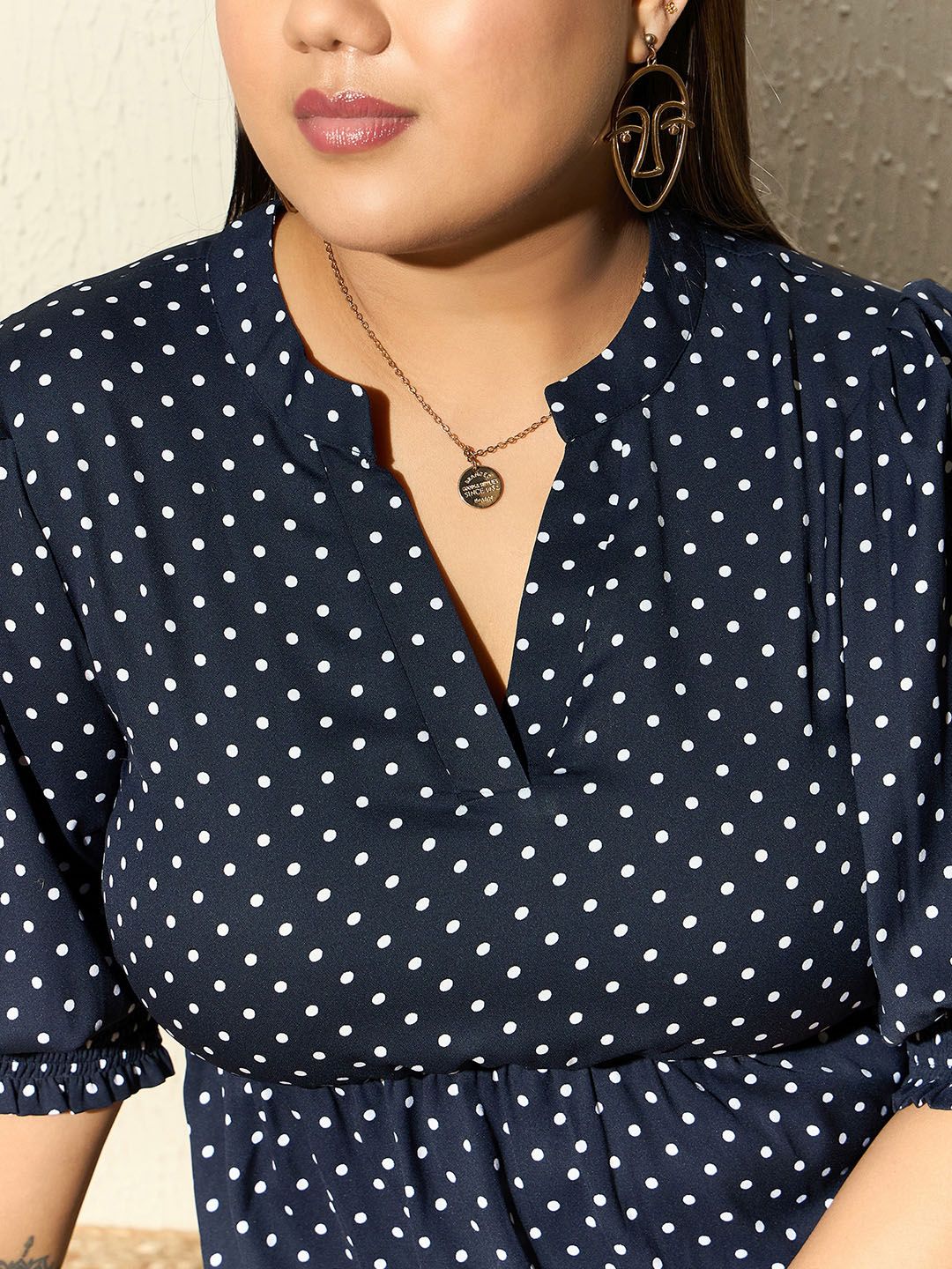 Berrylush Curve Polka Dot Printed A-Line Midi Dress