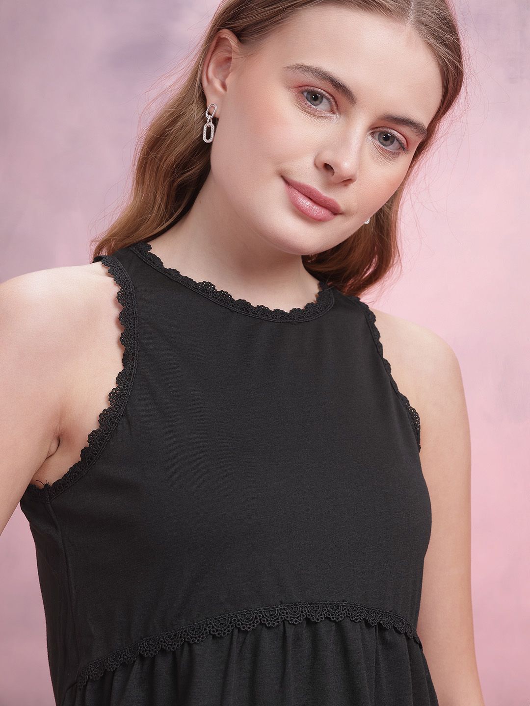 DressBerry Lace Inserts Detail Empire Top