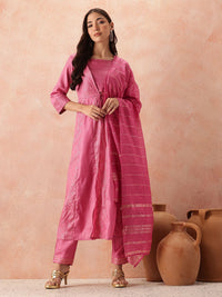 all about you Foil Printed Empire Kurta Sets With Dupatta