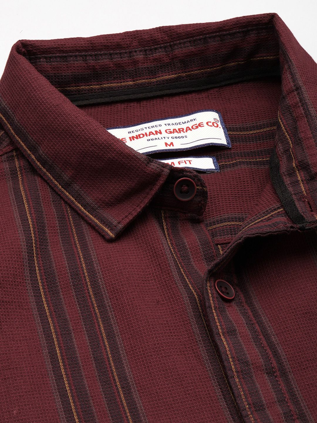 The Indian Garage Co Pure Cotton Slim Fit Opaque Striped Casual Shirt