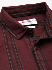 The Indian Garage Co Pure Cotton Slim Fit Opaque Striped Casual Shirt