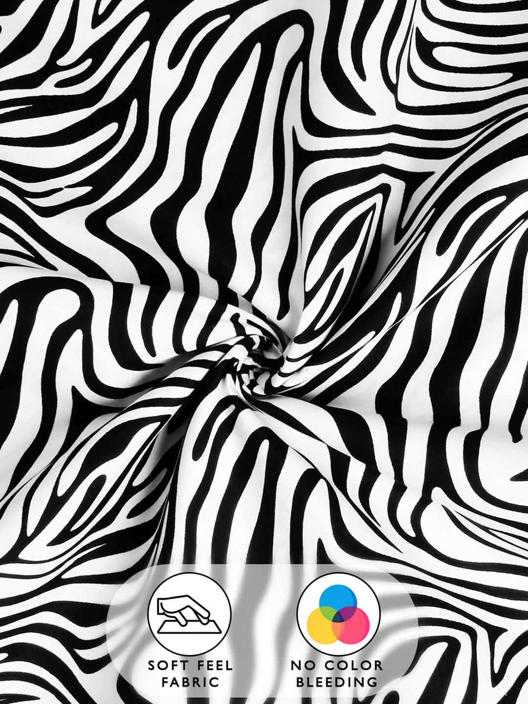 Story@home Black & White 180 TC Abstract Queen Fitted Bedsheet With 2 Pillow Covers