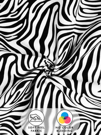 Story@home Black & White 180 TC Abstract Queen Fitted Bedsheet With 2 Pillow Covers