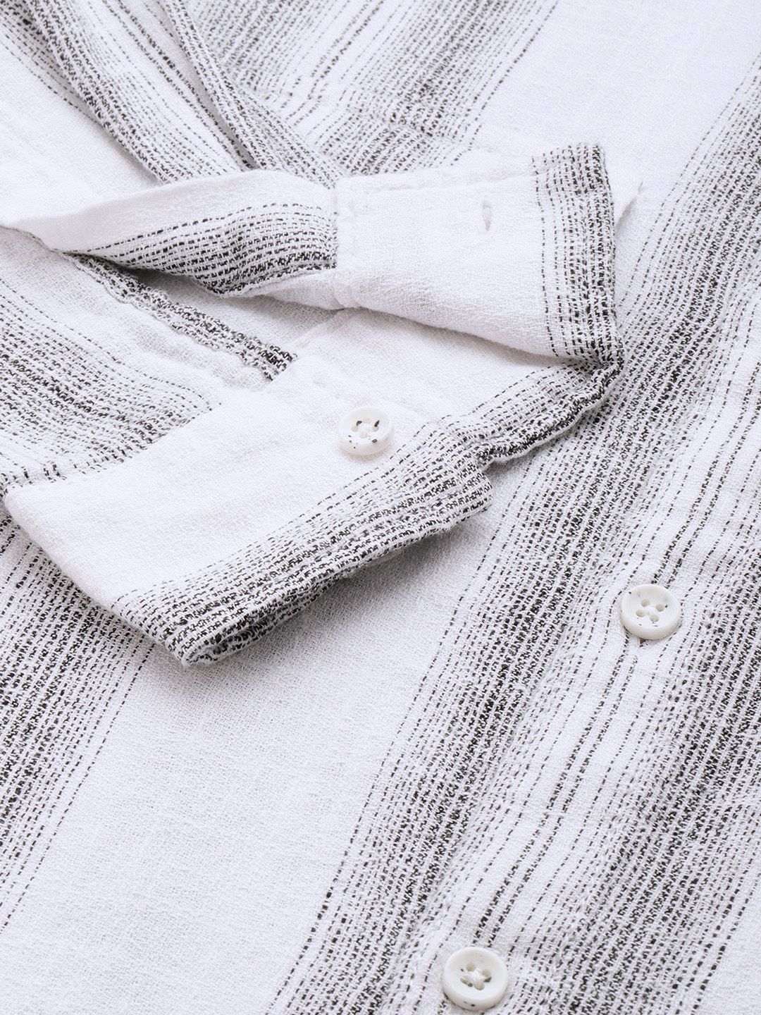 The Indian Garage Co Men Slim Fit Striped Double Flap Casual Shirt