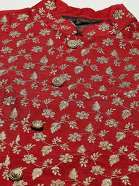 SOJANYA Men White Chikankari Pure Cotton Kurta with Churidar & Nehru Jacket