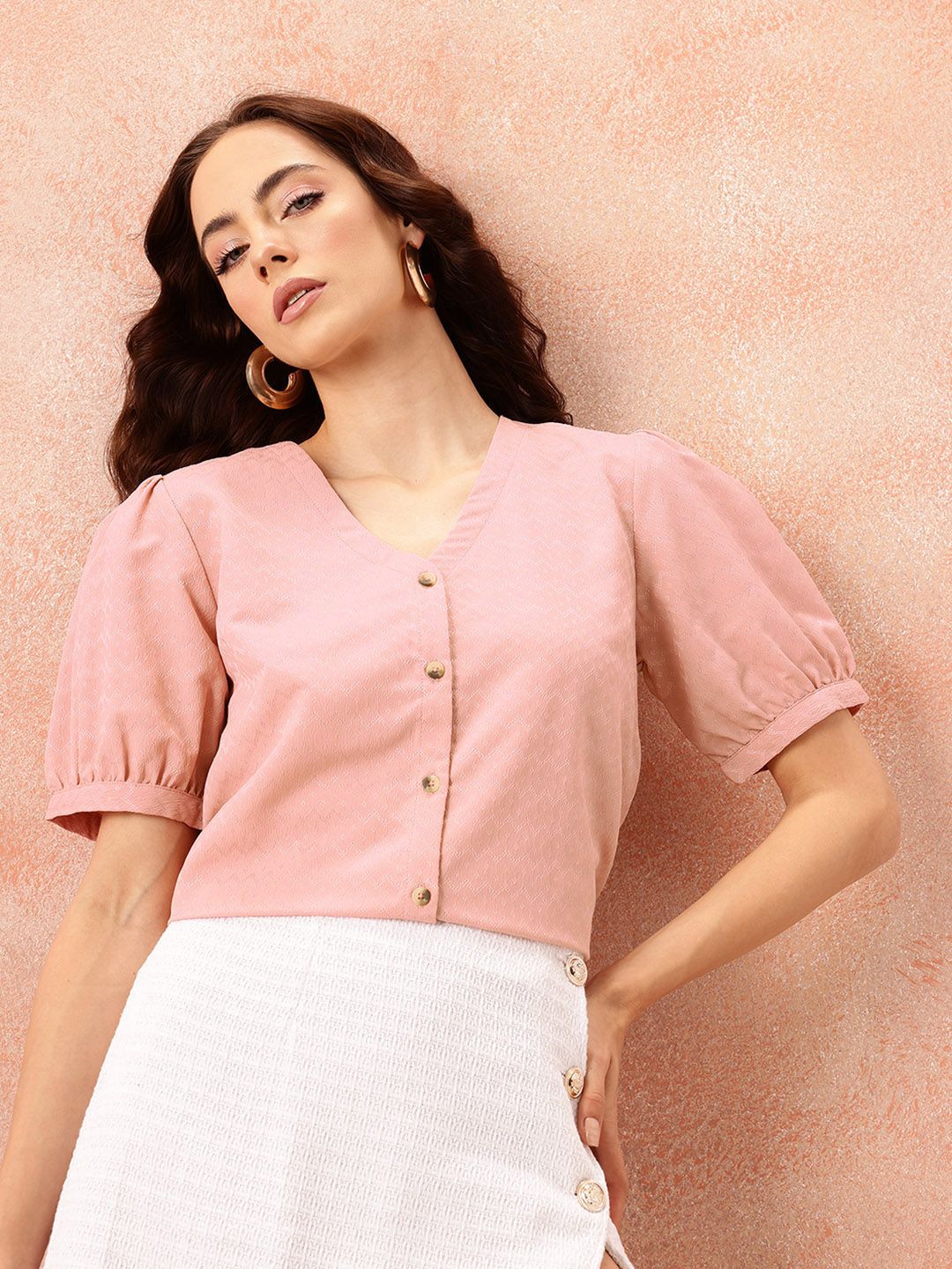 all about you Textured Puff Sleeve Top