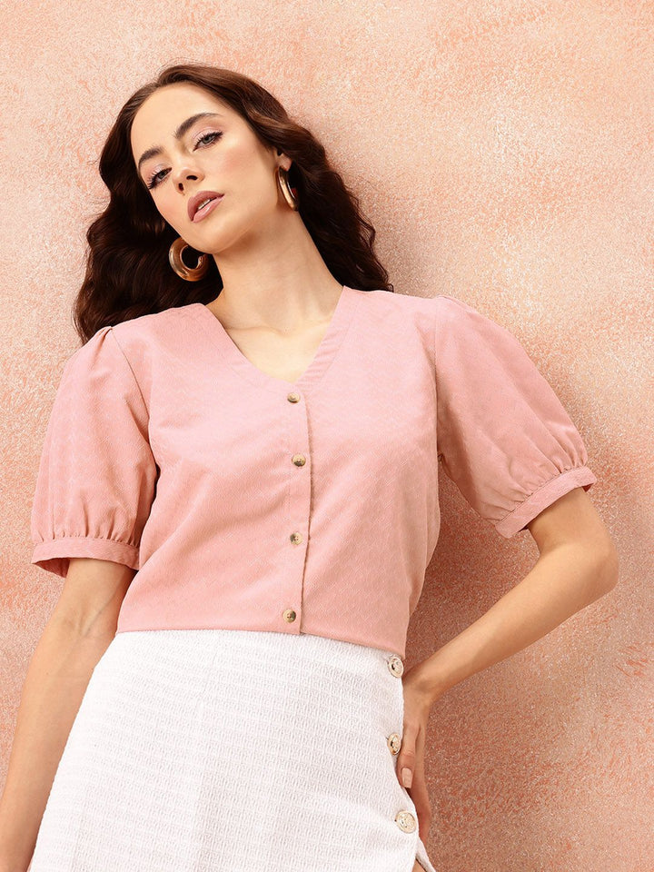 all about you Textured Puff Sleeve Top