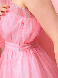 STREET 9 Off Shoulder Net Fit & Flare Above Knee Dress