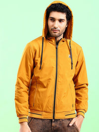 The Indian Garage Co Men Regular Fit Bomber Jacket with Detachable Hood
