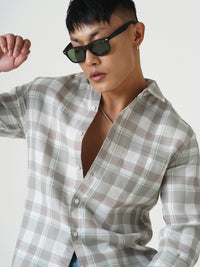 VASTRADO Men Classic Spread Collar Checked Cotton Slim Fit Casual Shirt