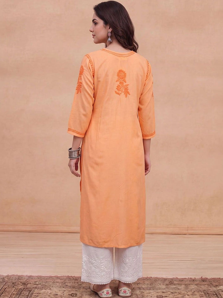 Rumah Wanita Chikankari Motif Etnik Sulam Benang Kerja Kurta