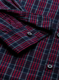 THE BEAR HOUSE Men Red & Navy Blue Slim Fit Checked Casual Shirt