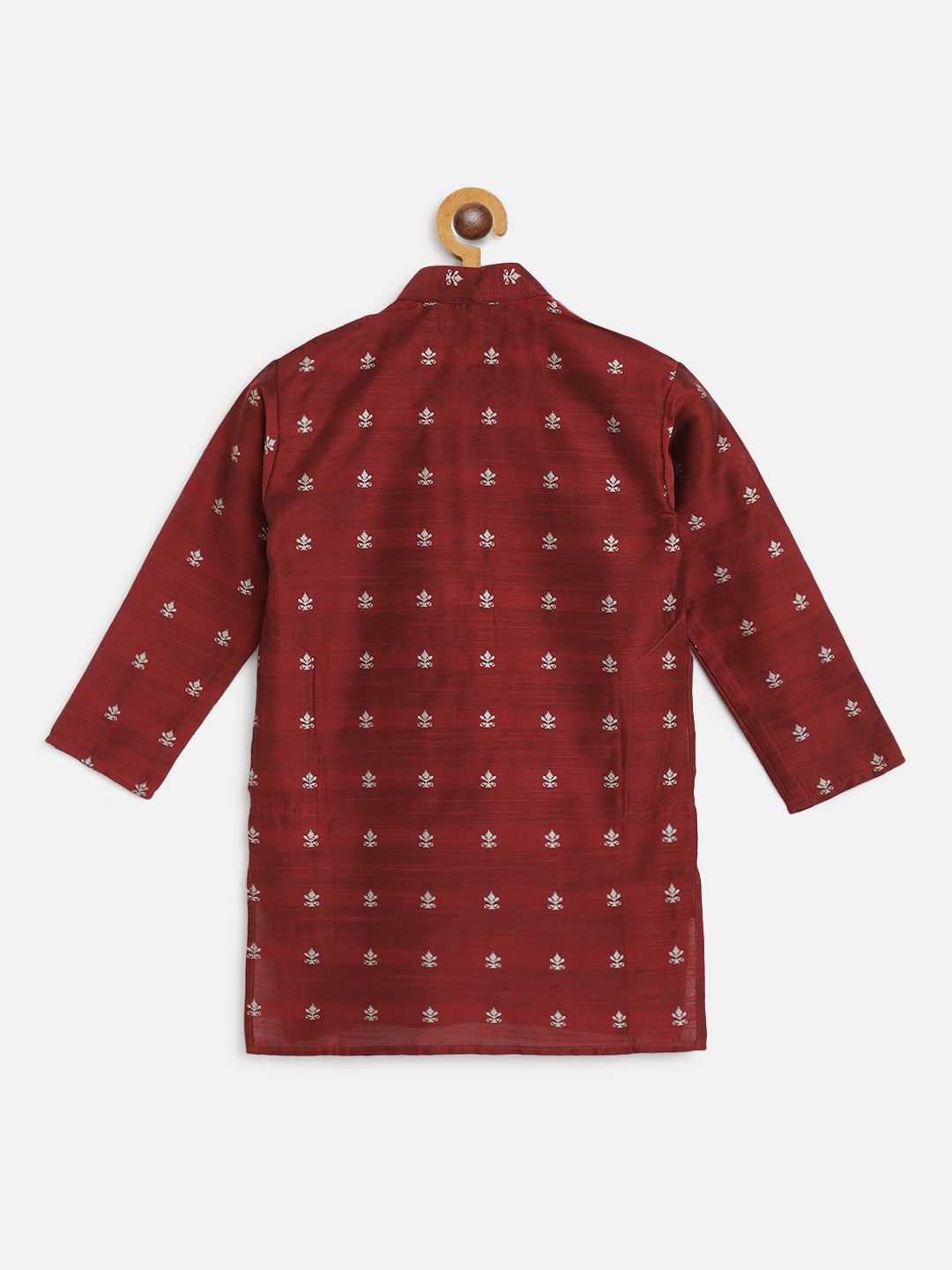 SOJANYA Boys Mustard Maroon & Grey Woven Design Jacquard Straight Kurta