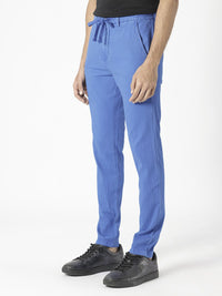 RARE RABBIT Men Monter Drawstring Striped Pure Cotton Slim Fit Mid Rise Trouser