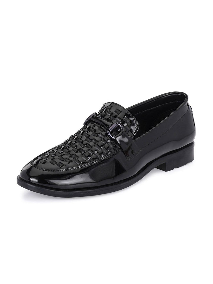 House of Pataudi Men Textured Round Toe Slip-On Formal Loafers