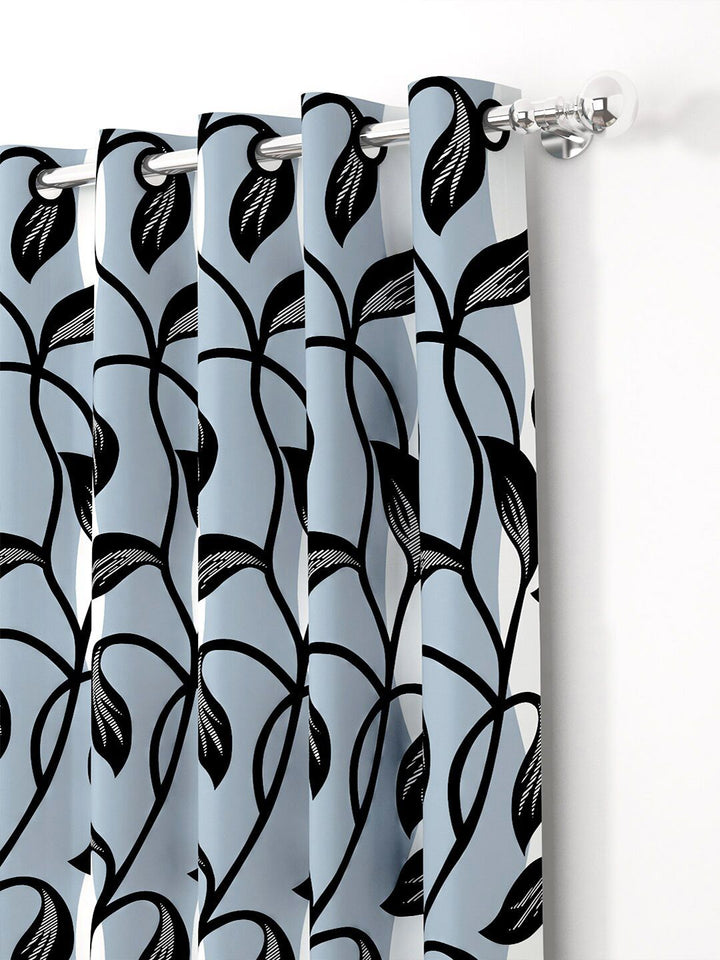 Story@home 2 Pieces White & Grey Printed Door Curtains