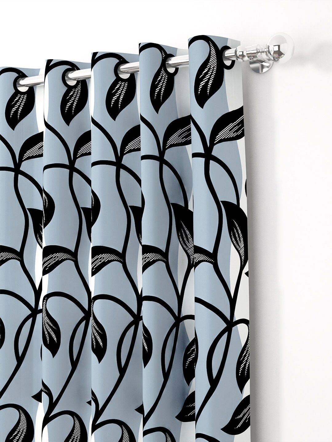 Story@home 2 Pieces White & Grey Printed Door Curtains