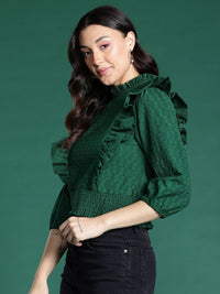 DressBerry Self Design Ruffles Blouson Top