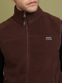 HIGHLANDER Mock Collar Sleeveless Front-Open Sweatshirt
