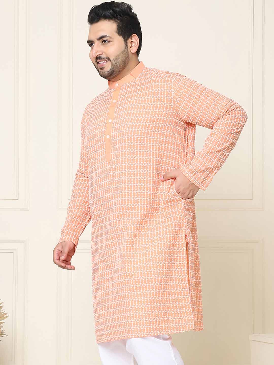 SOJANYA PLUS Geometric Embroidered Long Sleeves Pure Cotton Straight Kurta