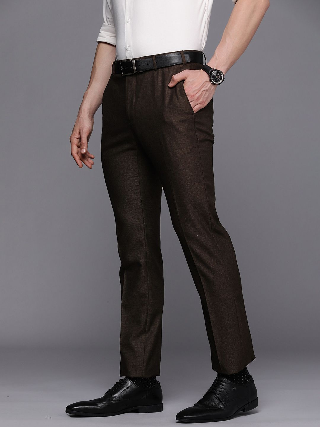 Raymond Men Slim Fit Flat Front Formal Trousers
