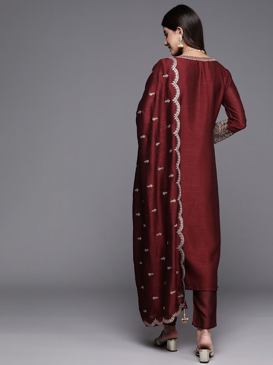 Libas Ethnic Motifs Embroidered Regular Sequinned Kurta with Trousers & Dupatta