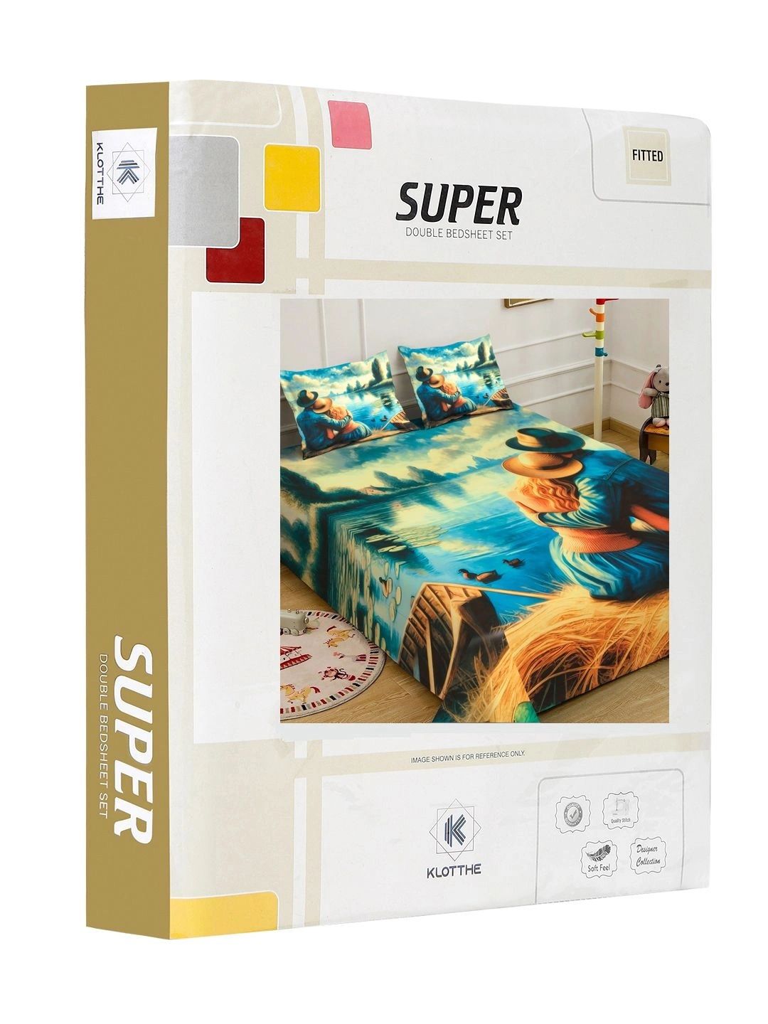 Moda Rapido X KLOTTHE Blue & Brown 400 TC King Bedsheet with 2 Pillow Covers