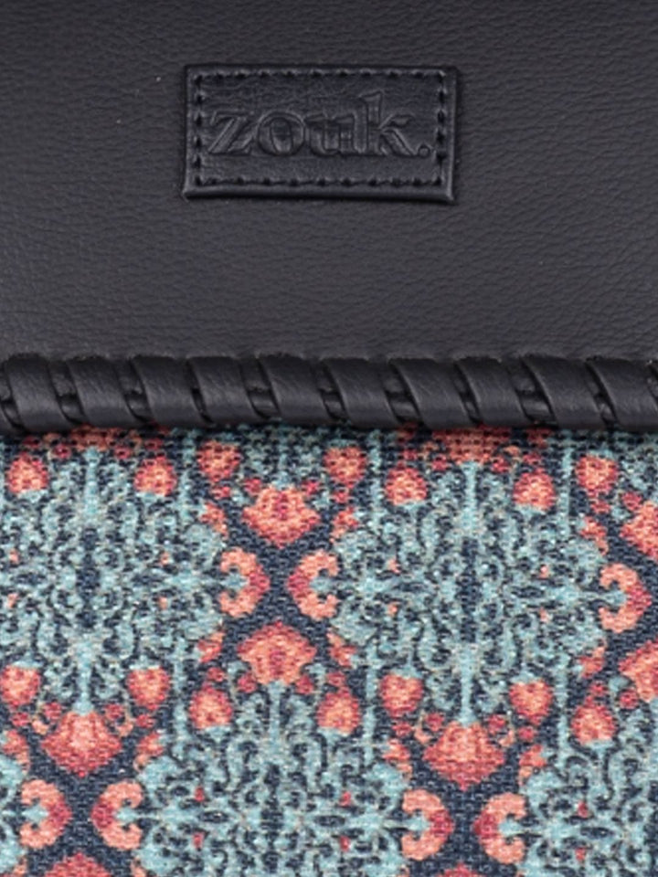 ZOUK Ethnic Motifs Printed Jute Structured Satchel