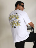 Bene Kleed Men Graphic Printed Cotton Raw Edge Oversized T-shirt