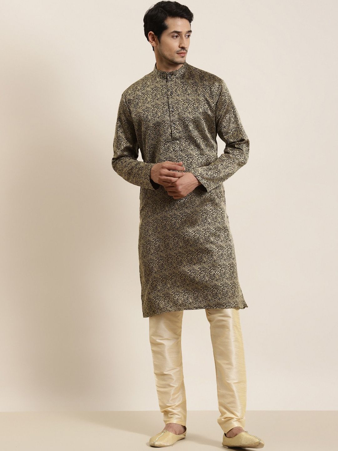 SOJANYA Ethnic Motifs Woven Design Mandarin Collar Kurta
