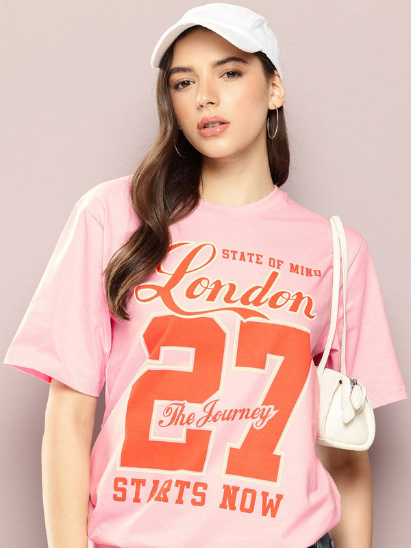 Dillinger Womens Short Sleeve Oversized Varsity Printed Tshirt