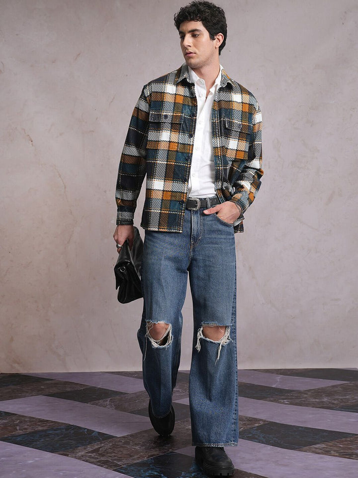 LOCOMOTIVE Corduroy Checked Utility Pocket Overshirt