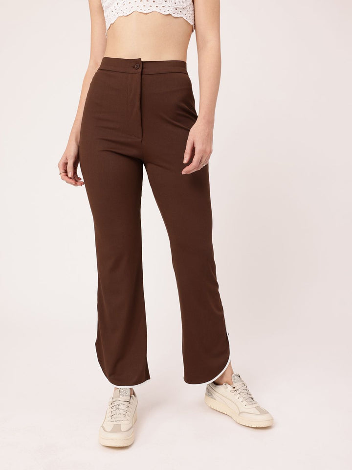 DressBerry Women Subculture Swag Ribbed High-Rise Sided Slits Trousers
